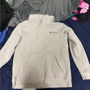 Champion Men's Light Gray Zip Up Sweater